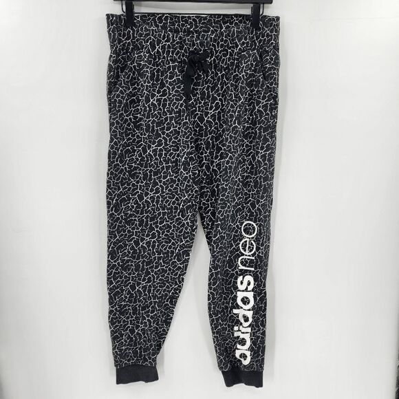 Adidas neo medium jogger sweat pants black comfy lounge - Picture 1 of 3